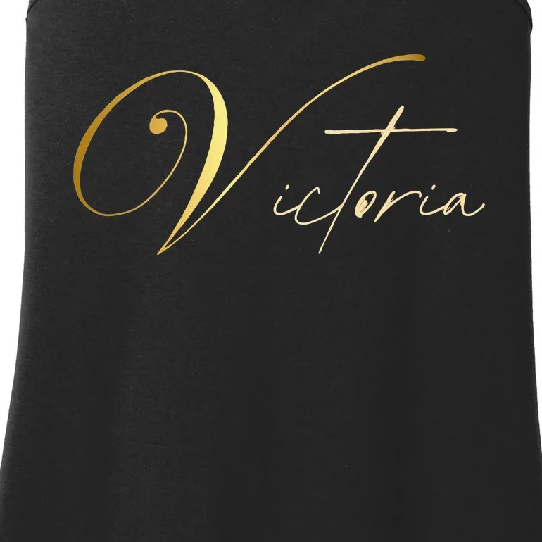 Victoria Name In Elegant Golden Letters Ladies Essential Tank