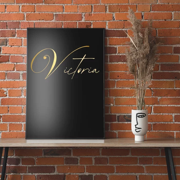 Victoria Name In Elegant Golden Letters Poster