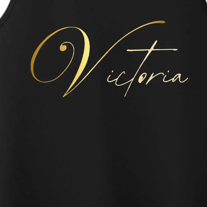 Victoria Name In Elegant Golden Letters Performance Tank