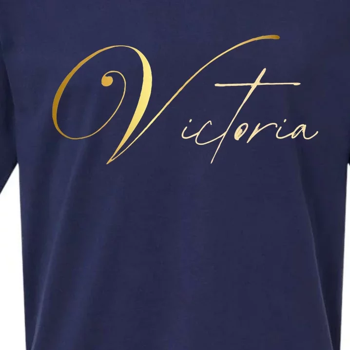 Victoria Name In Elegant Golden Letters Sueded Cloud Jersey T-Shirt