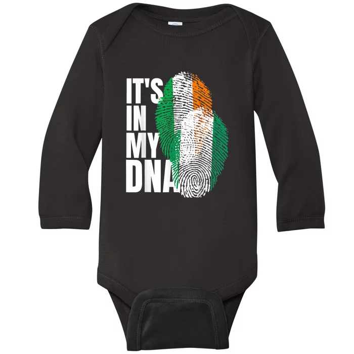 Vintage Nigeria Irish And Nigerian Mix DNA Heritage Flag Baby Long Sleeve Bodysuit