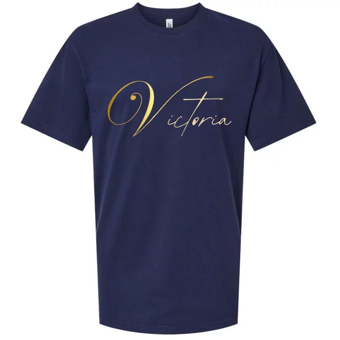 Victoria Name In Elegant Golden Letters Sueded Cloud Jersey T-Shirt