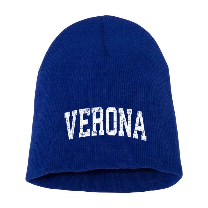 Verona New Jersey NJ Vintage Athletic Sports Design Short Acrylic Beanie