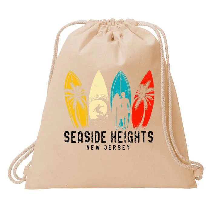 Vintage New Jersey Seaside Heights Surfboarder Drawstring Bag