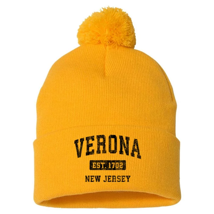 Verona New Jersey Nj Vintage Established Sports Design Pom Pom 12in Knit Beanie