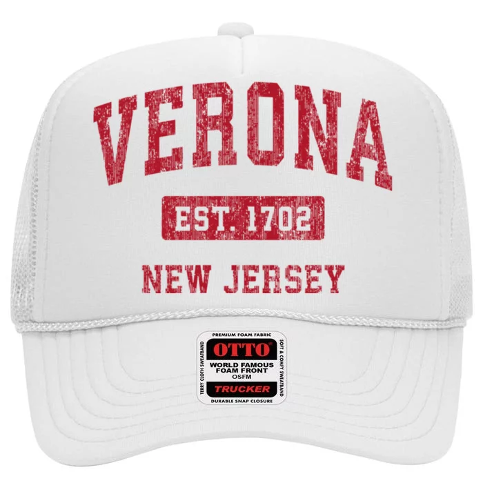 Verona New Jersey Nj Vintage Sports High Crown Mesh Trucker Hat