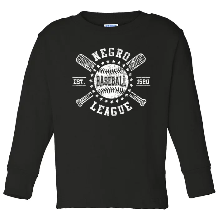 Vintage Negro League Baseball Black History Month Toddler Long Sleeve Shirt