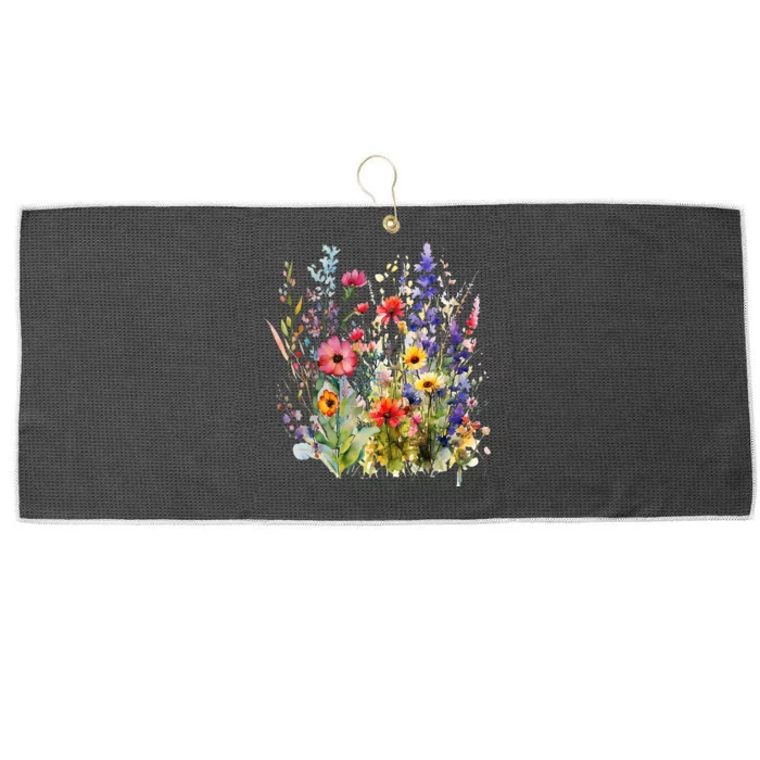 Vintage Nature Lover Botanical Floral Aesthetic Wildflowers Large Microfiber Waffle Golf Towel