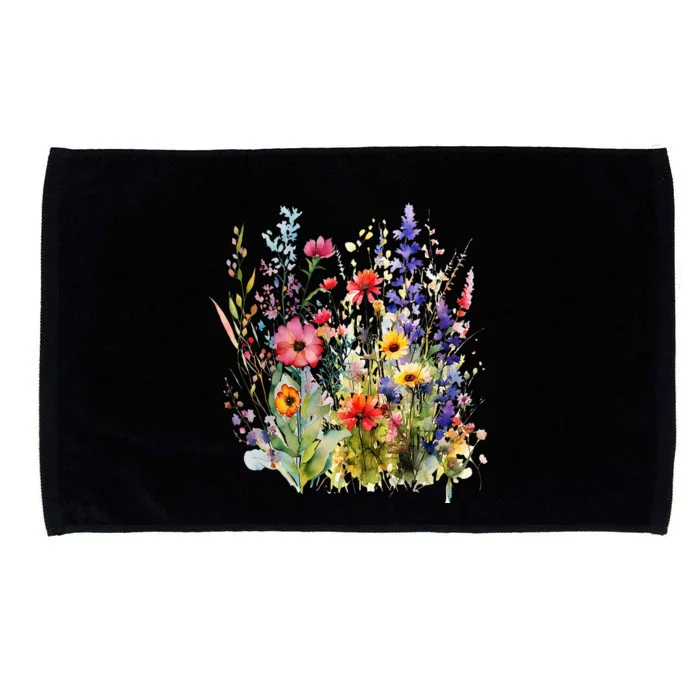 Vintage Nature Lover Botanical Floral Aesthetic Wildflowers Microfiber Hand Towel