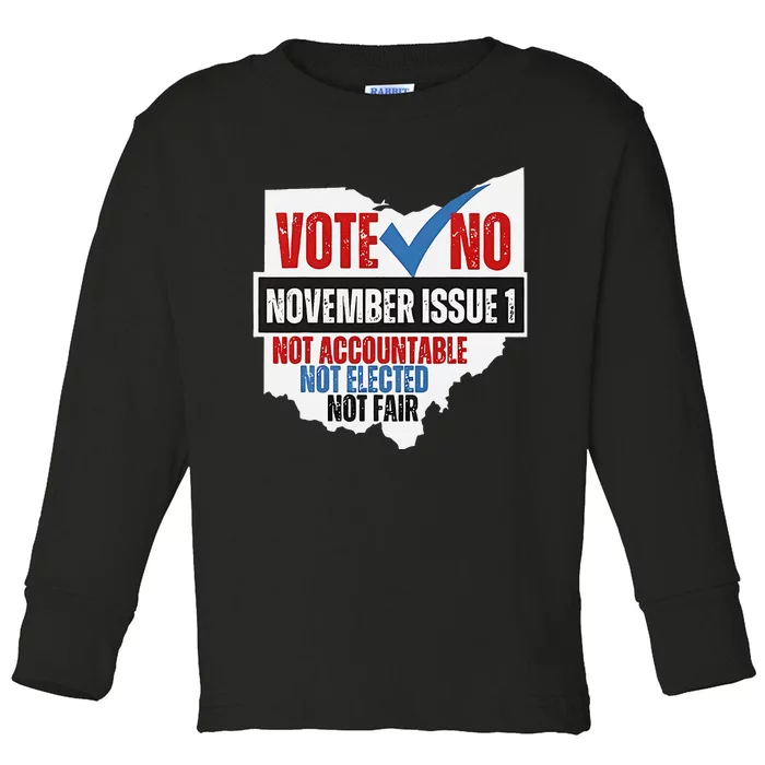 Vote No November Issue 1 Not Accountable Toddler Long Sleeve Shirt