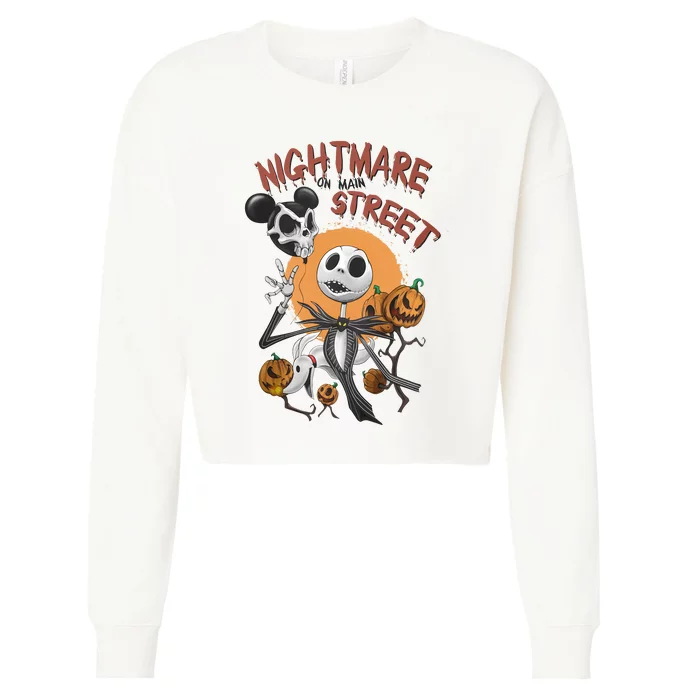 Vintage Nightmare On Main Street Halloween Cropped Pullover Crew