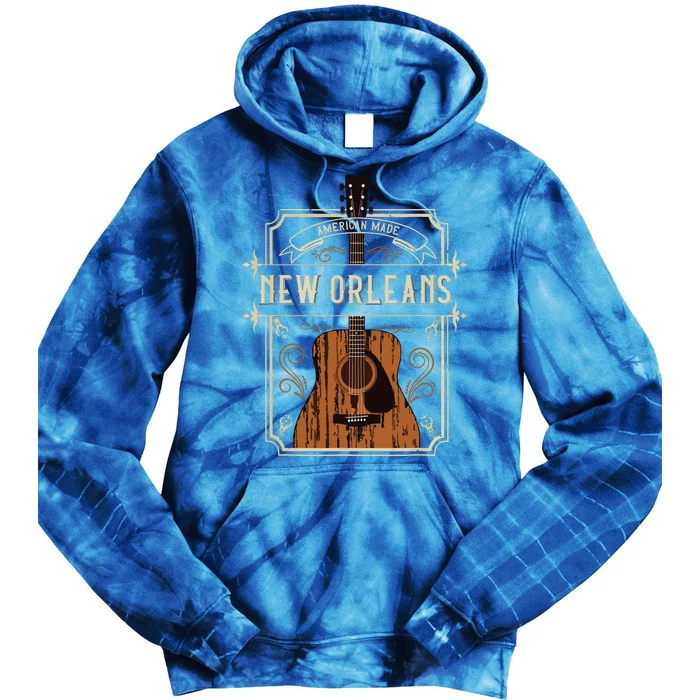 Vintage New Orleans Country Music Guitar Player Souvenirs Tie Dye Hoodie