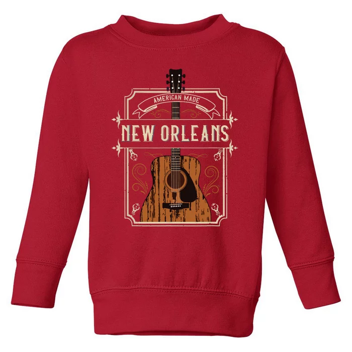 Vintage New Orleans Country Music Guitar Player Souvenirs Toddler Sweatshirt