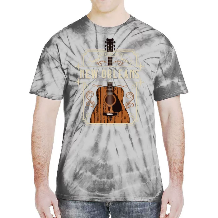 Vintage New Orleans Country Music Guitar Player Souvenirs Tie-Dye T-Shirt