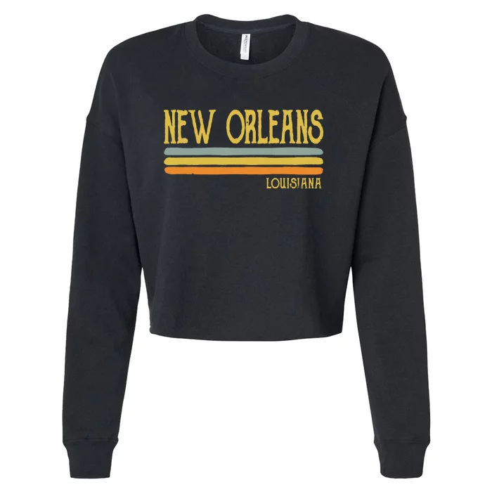 Vintage New Orleans Louisiana La Love Gift Souvenir Cropped Pullover Crew