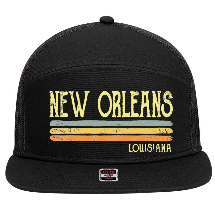 Vintage New Orleans Louisiana La Love 7 Panel Mesh Trucker Snapback Hat