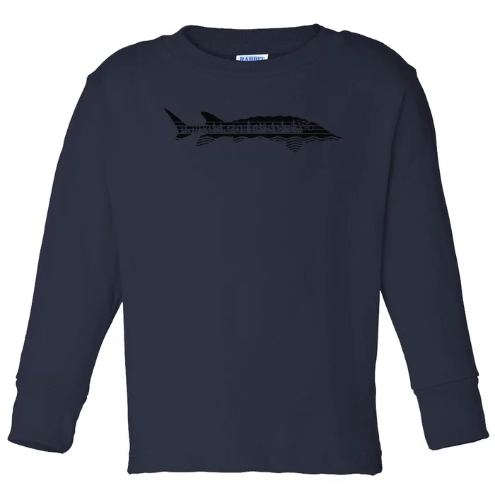 Vintage Nature Outdoor Fishing Fisher Sturgeon Fish Toddler Long Sleeve Shirt