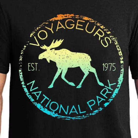 Voyageurs National Park Minnesota Retro Moose Hiker Souvenir Pajama Set