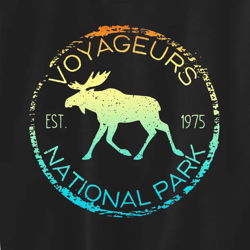 Voyageurs National Park Minnesota Retro Moose Hiker Souvenir Kids Sweatshirt