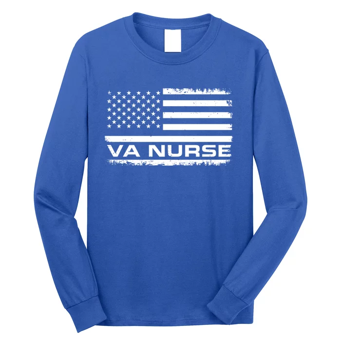 Va Nurse Patriotic Vintage Usa Flag Real American Hero Meaningful Gift Long Sleeve Shirt