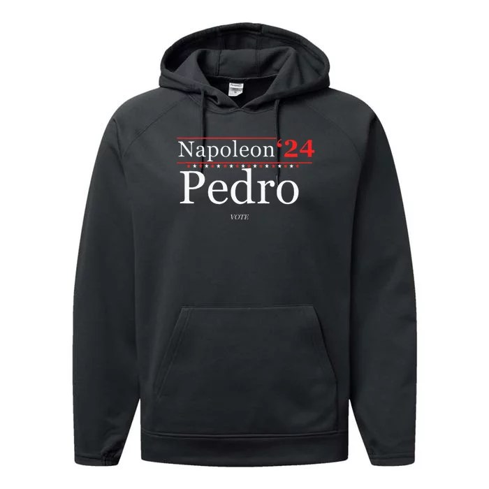 Vote Napoleon Pedro 2024 Funny Election Campaign Humor Performance Fleece Hoodie