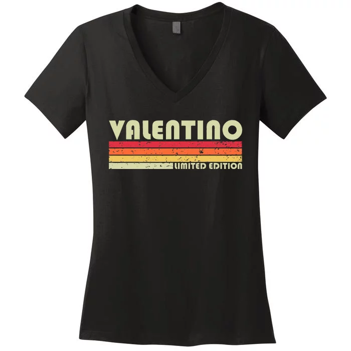 Valentino Name Personalized Funny Retro Vintage Birthday Women's V-Neck T-Shirt