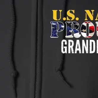 Vintage Navy Proud Grandpa With U.S. American Flag Gift Full Zip Hoodie