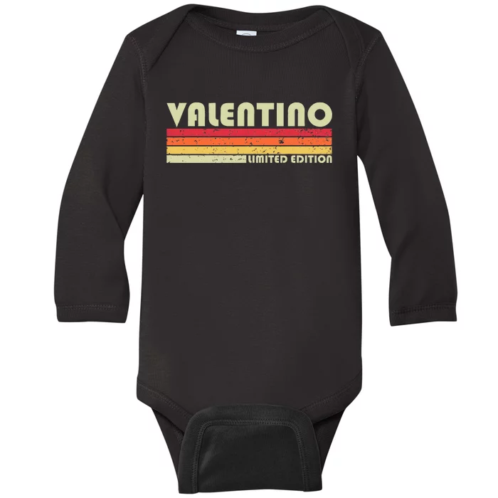 Valentino Name Personalized Funny Retro Vintage Birthday Baby Long Sleeve Bodysuit