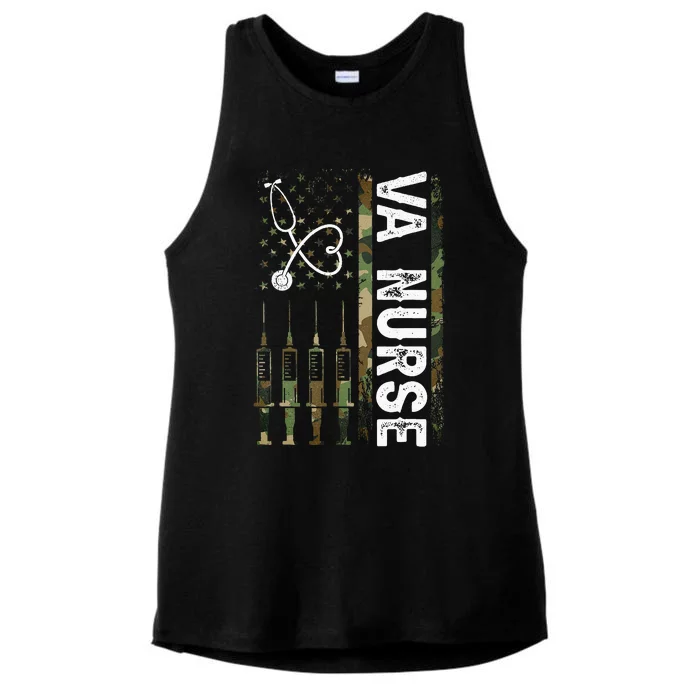 Va Nurse Patriotic Nurse Week 2024 Proud American 4th July Ladies Tri-Blend Wicking Tank