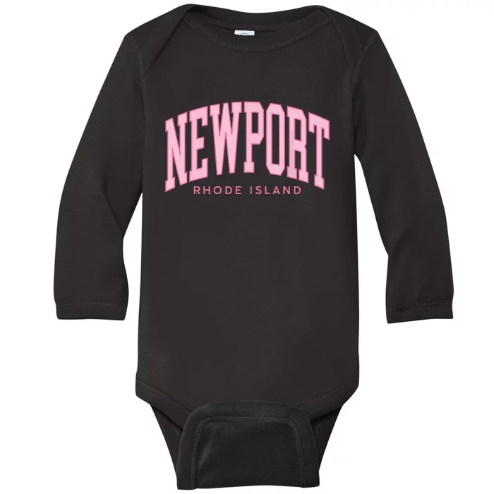 Vintage Newport Rhode Island Retro Prepp Girl Baby Long Sleeve Bodysuit