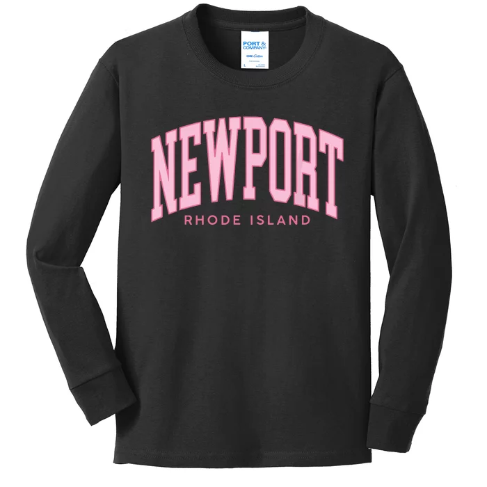 Vintage Newport Rhode Island Retro Prepp Girl Kids Long Sleeve Shirt