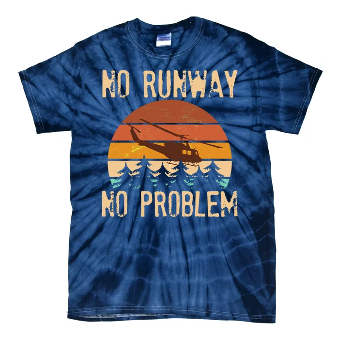 VIntage No Runway No Problem Helicopter Tie-Dye T-Shirt