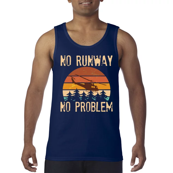 VIntage No Runway No Problem Helicopter Tank Top