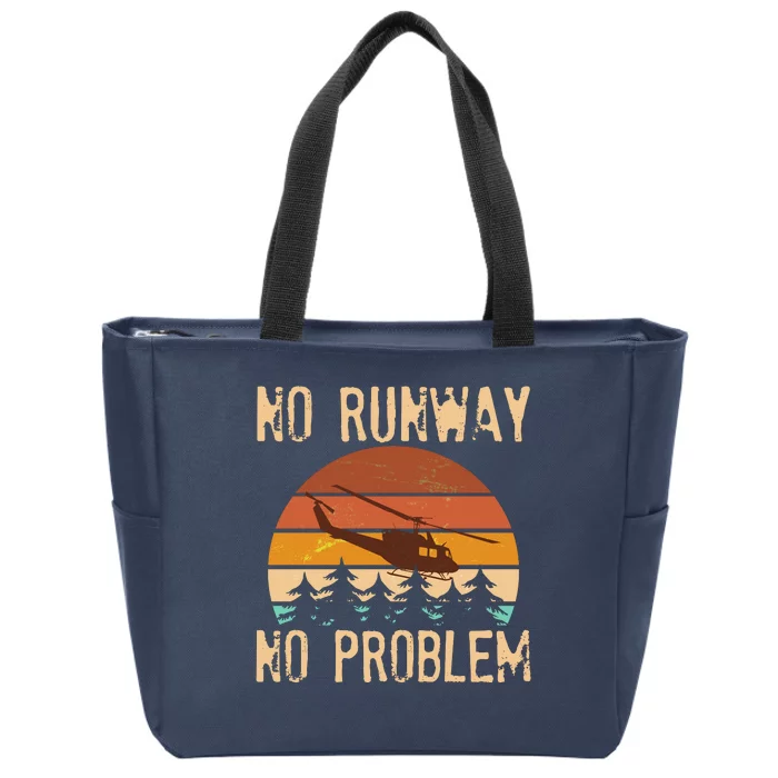 VIntage No Runway No Problem Helicopter Zip Tote Bag