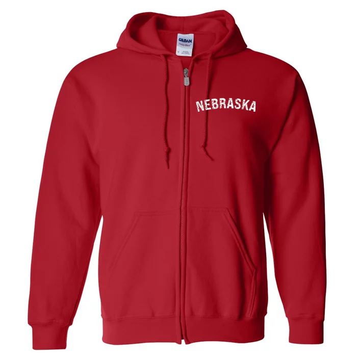 Vintage Nebraska Red Retro Full Zip Hoodie