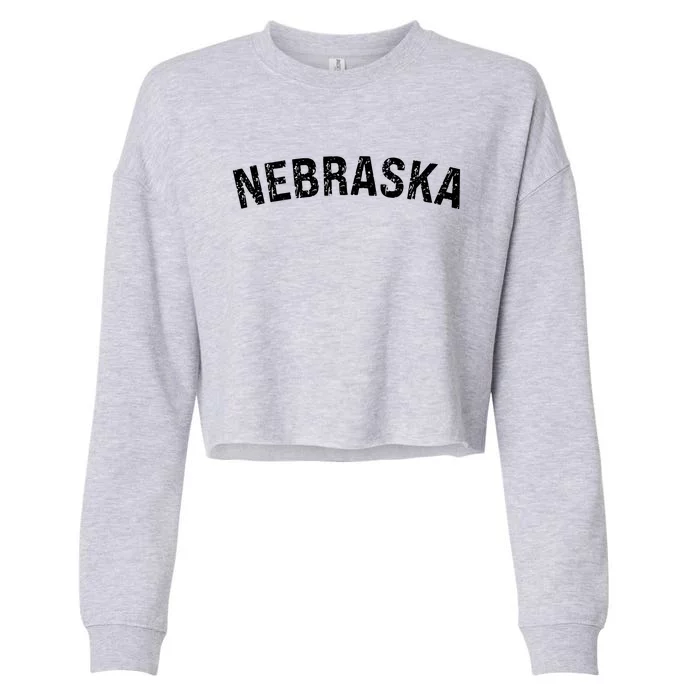 Vintage Nebraska Red Retro Cropped Pullover Crew