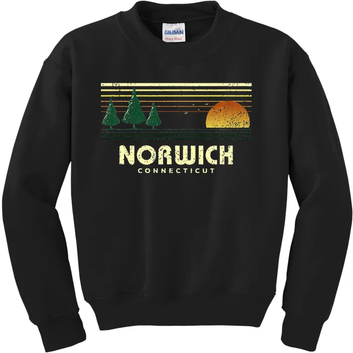 Vintage Norwich Sunset Connecticut Souvenir Kids Sweatshirt