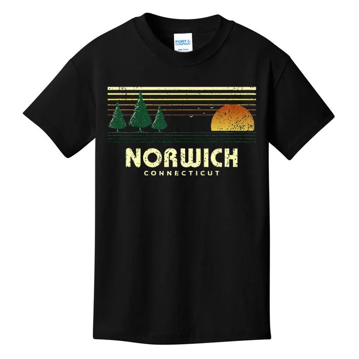 Vintage Norwich Sunset Connecticut Souvenir Kids T-Shirt