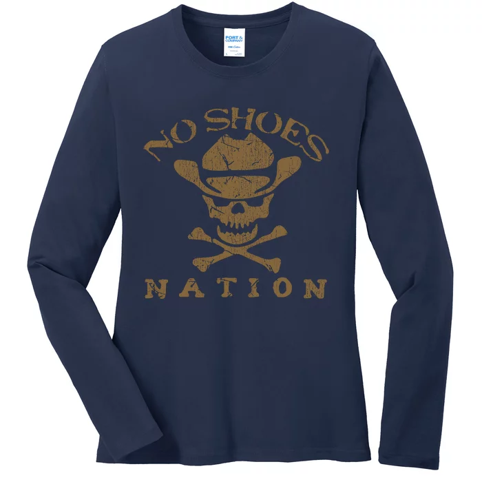 Vintage No Shoes No Nation Funny Sayings Shoes Ladies Long Sleeve Shirt