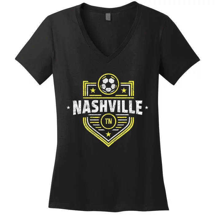 Vintage Nashville Tn Emblem Distressed Women's V-Neck T-Shirt