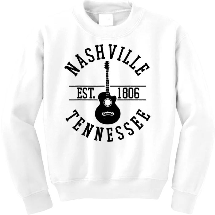 Vintage Nashville Tennessee Guitar Country Music City Kids Sweatshirt