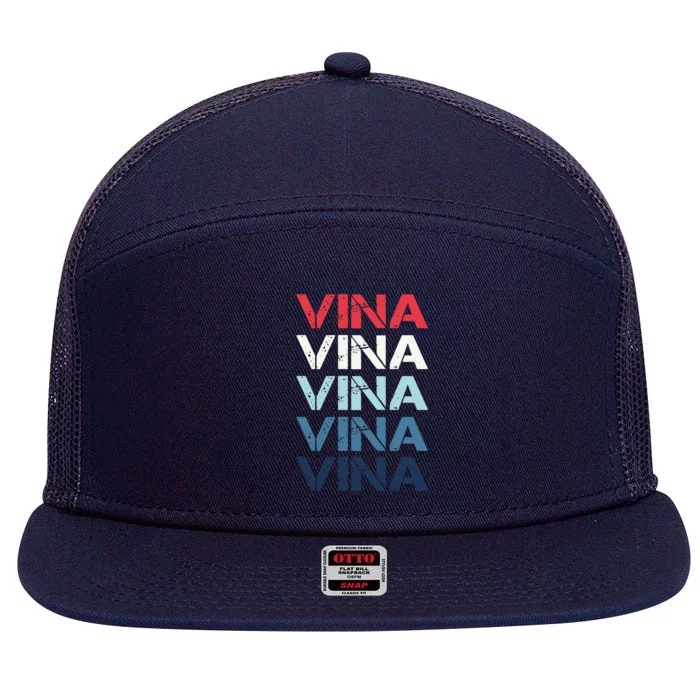 Vina Name T Shirt Vina Classic Vintage 7 Panel Mesh Trucker Snapback Hat