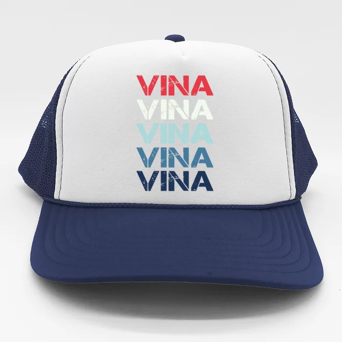 Vina Name T Shirt Vina Classic Vintage Trucker Hat