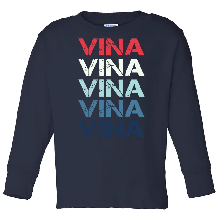 Vina Name T Shirt Vina Classic Vintage Toddler Long Sleeve Shirt