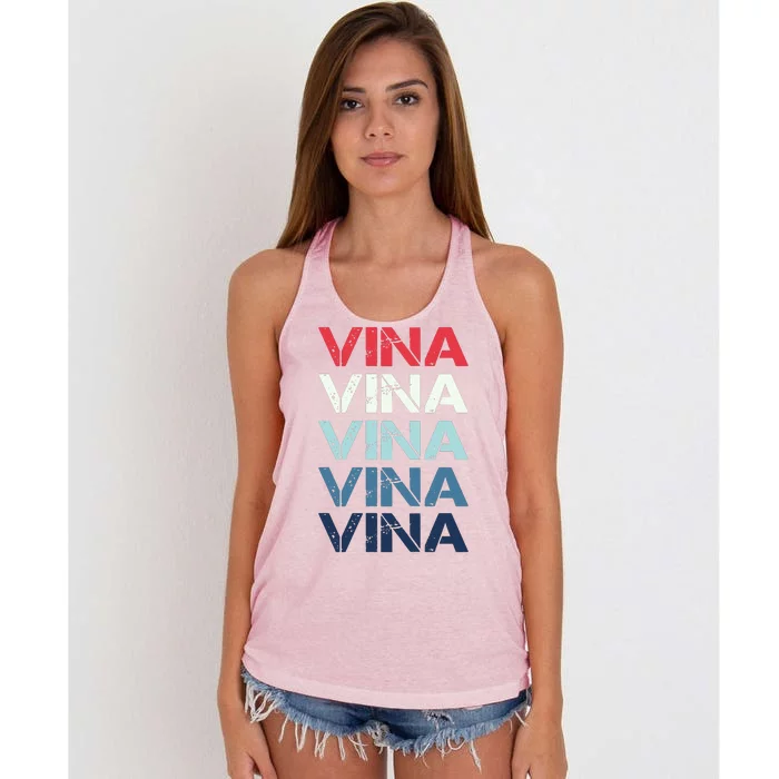 Vina Name T Shirt Vina Classic Vintage Women's Knotted Racerback Tank