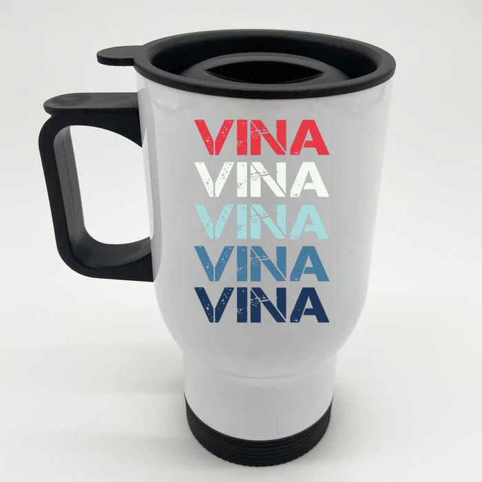 Vina Name T Shirt Vina Classic Vintage Front & Back Stainless Steel Travel Mug