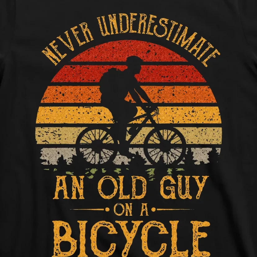 Vintage Never Underestimate An Old Guy On A Bicycle Cycling T-Shirt