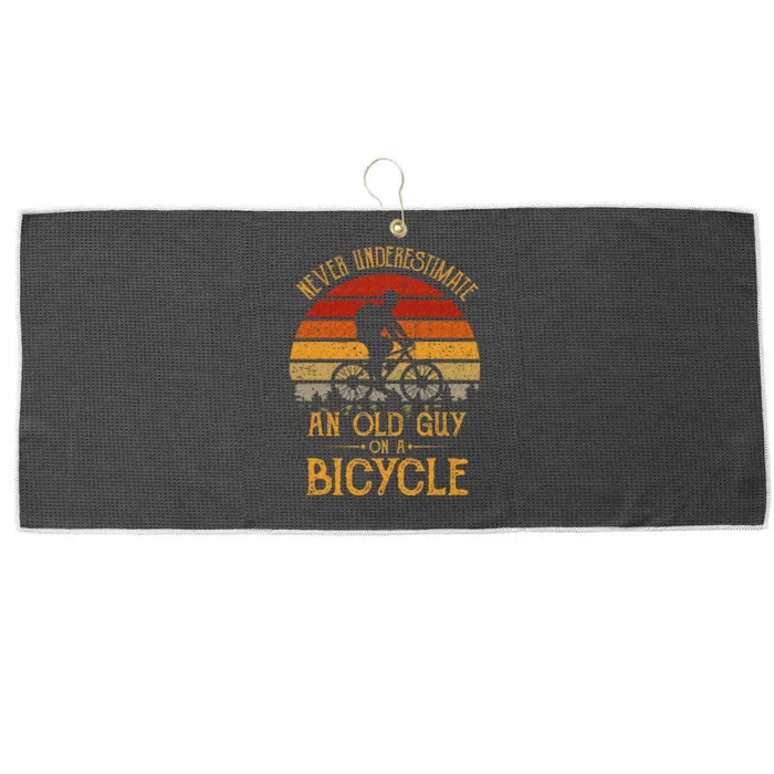 Vintage Never Underestimate An Old Guy On A Bicycle Cycling Large Microfiber Waffle Golf Towel