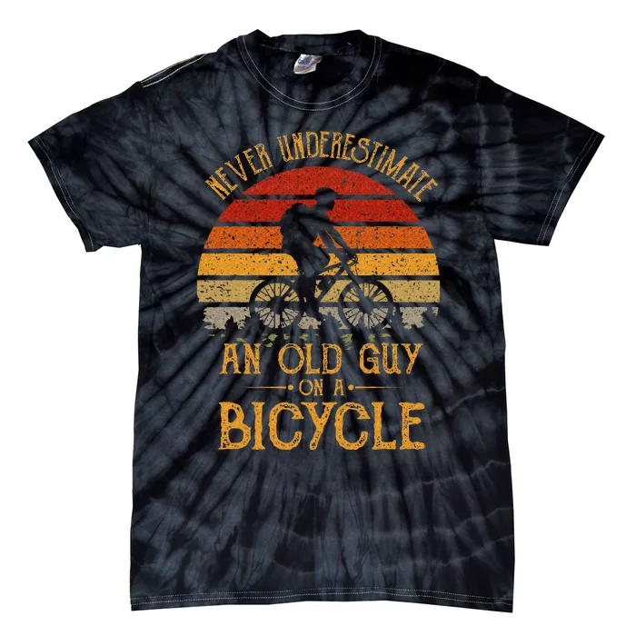 Vintage Never Underestimate An Old Guy On A Bicycle Cycling Tie-Dye T-Shirt