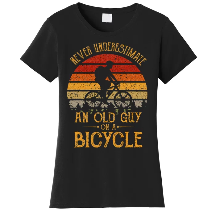 Vintage Never Underestimate An Old Guy On A Bicycle Cycling Women's T-Shirt